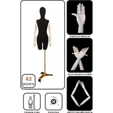 Lüks Gold Ayaklı Pantolon Giyebilen 42 Beden Ahşap Kollu Terzi Mankeni Vitrin Mankeni