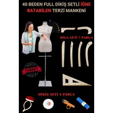 40 Beden Full Iğne Batabilen Dikiş Setli ve Riga Setli Terzi Mankeni Metal Takım