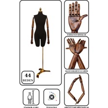 Lüks Gold Ayaklı Pantolon Giyebilen 44 Beden Ahşap Kollu Terzi Mankeni Vitrin Mankeni