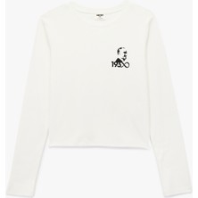 Bisiklet Yaka Uzun Kollu Pamuklu Atatürk Baskılı Tişört