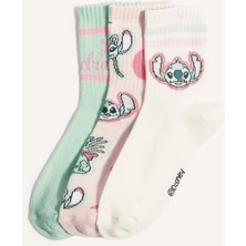 DeFacto Disney Lilo & Stitch 3'lü Pamuklu Uzun Çorap Kız Çocuk F4322A8NS