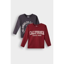 DeFacto Bisiklet Yaka Baskılı 2'li Uzun Kollu Tişört Erkek Bebek F3401A525AU