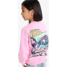 DeFacto Oversize Geniş Kalıp Bisiklet Yaka Sırt Baskılı İçi Yumuşak Tüylü Sweatshirt Kız Çocuk E6781A825WN