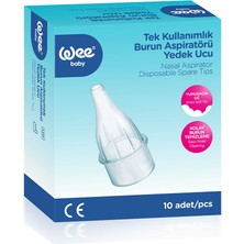 Wee Baby Burun Aspiratörü 10 Adet Tek Kullanımlık Yedek Uç Ergonomik Tasarım ile Bebek Dostu