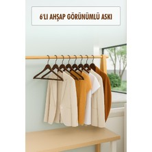 6’lı Ahşap Görünümlü Askı Kahve 44 cm