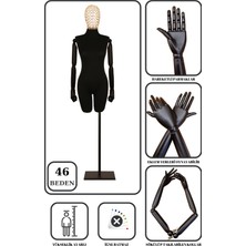 46 Beden Yüksek Kalite Tel Kafalı Ahşap Kollu Pantolon Giyebilen Terzi Mankeni