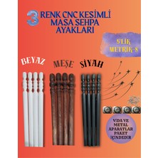 50CM 4'lük Cnc Kesimli Dekoratif 3 Renk(Beyaz-Siyah-Meşe) Boyalı Masa&sehpa Ayakları