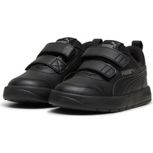 Puma Courtflex V3 V Inf Siyah Çocuk Ayakkabı Erkek Çocuklar İçin Düz Taban Sentetik Malzeme