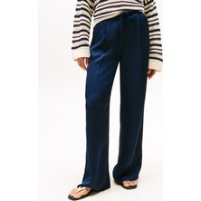 Tommy Hilfiger Sateen Tıe Rlxd Straıght Pants Kadın Mavi Pantolon - WW0WW47171