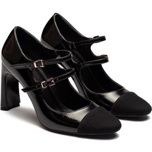 Platform Yüksek Topuk Çift Tokalı Kadın Rugan Abiye Ayakkabı 3130