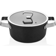 3170 - Fuerte Peek - Güçlü Biogranit, 24X12 cm - 4,3 Litre Derin Tencere Siyah Gövde, Platin Detay