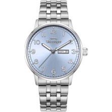 Slazenger SL.09.2560.2.05 Quartz Çelik Gri Mavi Kadran 44 mm Erkek Kol Saati
