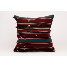 El Yapımı Kilimden Yapılmış Vintage Kırlent Kılıfı, Yün