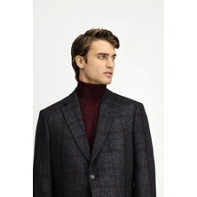 Relaxed Fit Rahat Kesim Ekose Yünlü Ceket