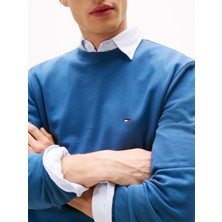 Tommy Hilfiger Essentıal Terry Crewneck Erkek Mavi Sweatshirt - MW0MW37237