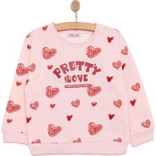 Hellobaby Kız Bebek Basic Sweatshirt Kalp Desenli Bisiklet Yaka Uzun Kol Karışık Renkli