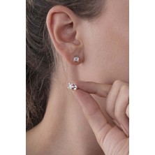 Gümüş Pazarım 4 Tırnaklı Pırlanta Montür Gümüş Kadın Tektaş Küpe