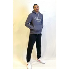 Erkek Kapşonlu Rahat Kalıp Içi Polarlı 3 Iplik El Yazılı Brooklyn Baskılı Sweatshırt SPR24SW16