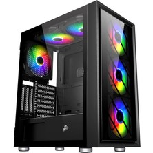 1st Player Ar7-G Siyah 750W 80+ Sılver Atx 3.1 Argb 4X12CM Fan Temperli Cam USB 3.0 Atx Gaming Kasa