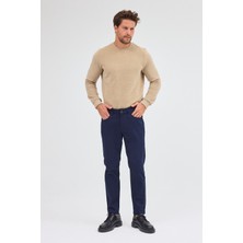 Koyu Lacivert 5 Cep  Düz Paça Pamuklu Slim Fit 5 Cep Casual Pantolon 1003255154