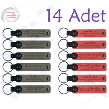 K Gri & Nar Çiçeği, 14’lü Set, Kişiselleştirilebilir Deri Anahtarlık, Kına Gecesi Davetlilerine Anı