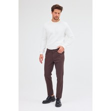 Sütlü Kahverengi 5 Cep  Düz Paça Pamuklu Slim Fit 5 Cep Casual Pantolon 1003255154