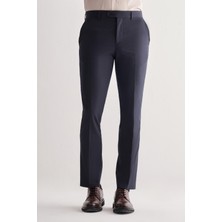 Lacivert Yan Cep Açık Paça Kendinden Desenli Slim Fit  Pantolon 1003255152