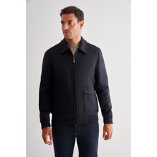 Koyu Lacivert Gömlek Yaka Casual Slim Fit Esnek Mont 1007255122