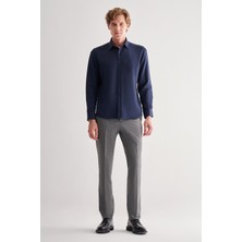 İmza Lacivert Perfetto Düğmeli Yaka Uzun Kol Cepsiz Slim Fit Cls Gömlek 1004255173