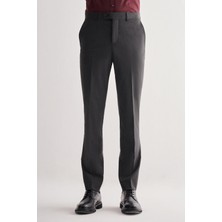 Koyu Antrasit Yan Cep Açık Paça Kendinden Desenli Slim Fit  Pantolon 1003255152
