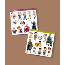 Demon Slayer Gyomei Himejima - Tengen Uzui 2 Li Set Anime Sticker Çıkartma-Kimetsu No Yaiba