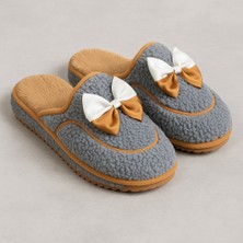 Kadın Kışlık Kurdeleli Kaymaz Taban Kadın Ev Terliği