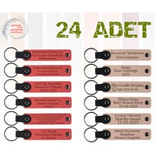 Nar Çiçeği & Pudra, 24’lü Set, Kişiselleştirilebilir Deri Hediyelik, Düğün Misafirlerine Anlamlı Anı