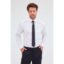 Beyaz Sert Yaka Uzun Kol Easy To Iron Comfort Fit Pamuklu Gömlek 1004255300