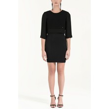 Societa Siyah Şifon kumaş mixli mini elbise 91471