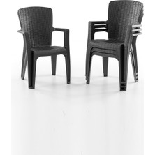 Side 4'lü Rattan Sandalye Siyah