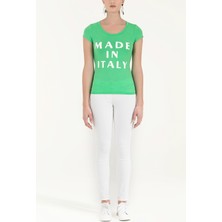 Yeşil Baskılı Basic Tshirt 19612
