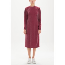 Bordo Dar Kesim Midi Elbise 92442