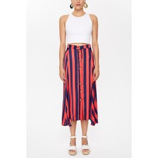 Kırmızı Düğmeli Volanlı Etek 81063