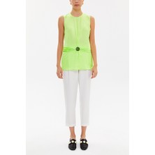 Sarı Metal Aksesuar Detaylı Bluz 19753