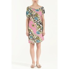 Pembe Desenli Örme Mini Elbise  91021