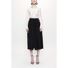 Siyah Pile Detaylı Uzun Etek 81178