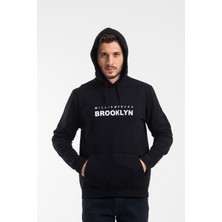 Erkek Kapşonlu Rahat Kalıp Ince Wıllamsburg Brooklyn Baskılı Swetashırt SPR24SW123