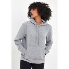 Kadın Kapşonlu Rahat Kalıp Içi Polarlı 3 Iplik Sweatshırt SPR24SWK55