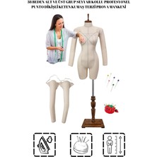 38 Beden Seyyar Kollu Profesyonel Alt ve Üst Grup Iğne Batabilen Dikişli Terzi Prova Mankeni Pop-01