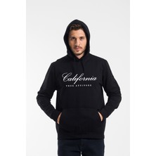 Erkek Kapşonlu Rahat Kalıp Ince El Yazılı Californıa Baskılı Swetashırt SPR24SW121