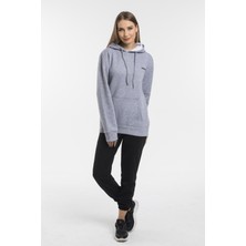 Süperlife Kadın Kapşonlu Regular Fit Baskılı Ince Sweatshirt SPR21K61