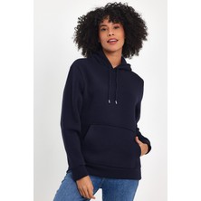 Kadın Kapşonlu Rahat Kalıp Içi Polarlı 3 Iplik Sweatshırt SPR24SWK55