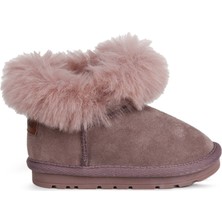 Buckhead BUCK3062 Kız Çocuk Pembe Süet Kürklü Bot Bağcıksız Konforlu İç Taban ile Günlük Kullanım İçin