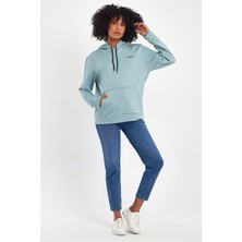 Süperlife Kadın Kapşonlu Regular Fit Baskılı Ince Sweatshirt SPR21K61